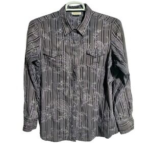 Ariat purple embroidered long sleeve snap front shirt men XL